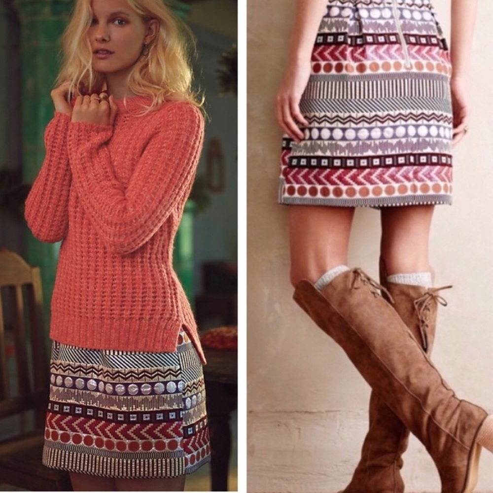 🖤 Anthropologie | Glistened Geo Skirt sz 10